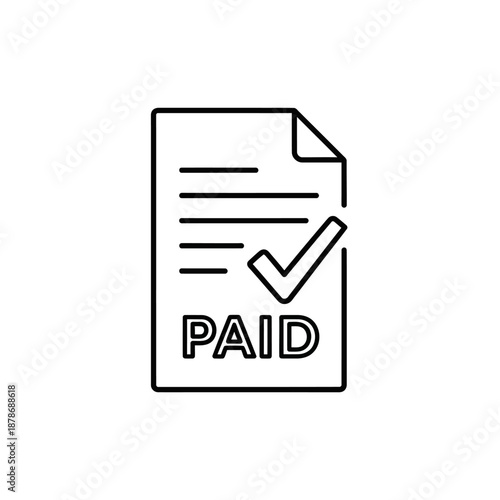 Paid Invoice Document with Checkmark and Text for Financial Transactions