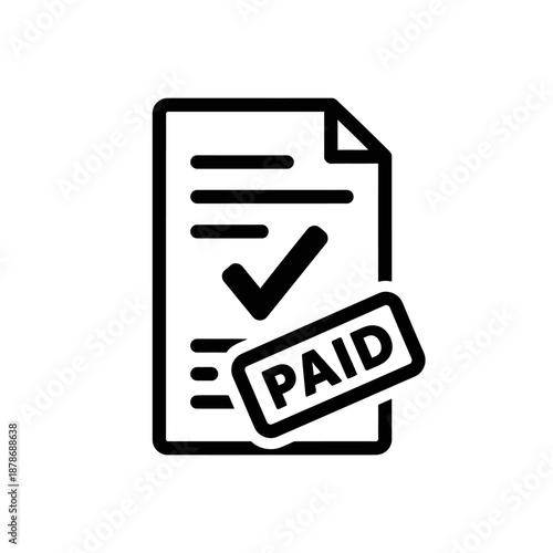 Paid Invoice Document with Checkmark for Payment Confirmation in Business Setting