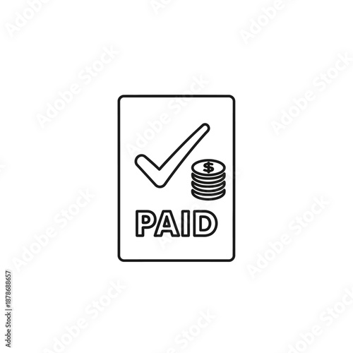 Paid Verification Checkmark with Coin Stack Illustration for Financial and Business Use