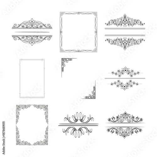 Vintage Ornamental Frames and Borders Vector Set – Elegant Decorative Design Elements ( 3 )