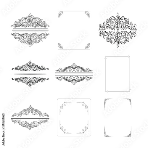 Vintage Ornamental Frames and Borders Vector Set – Elegant Decorative Design Elements ( 6 )