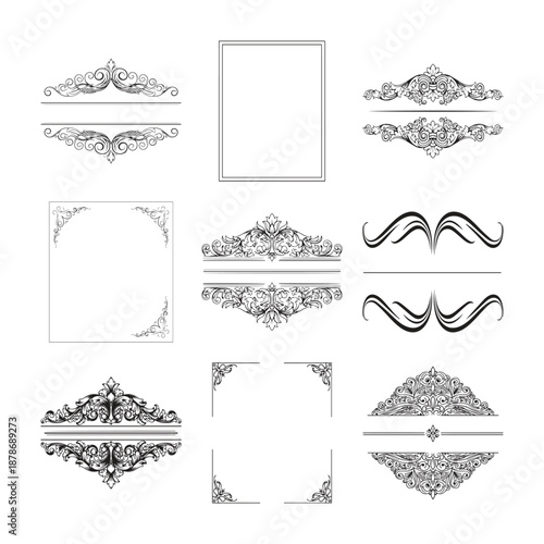 Vintage Ornamental Frames and Borders Vector Set – Elegant Decorative Design Elements ( 14 )