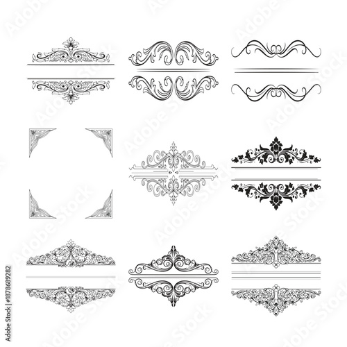 Vintage Ornamental Frames and Borders Vector Set – Elegant Decorative Design Elements ( 15 )