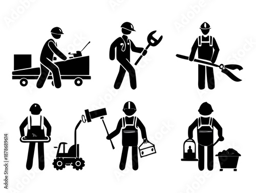 Monochrome Labor and Construction Icon Pack