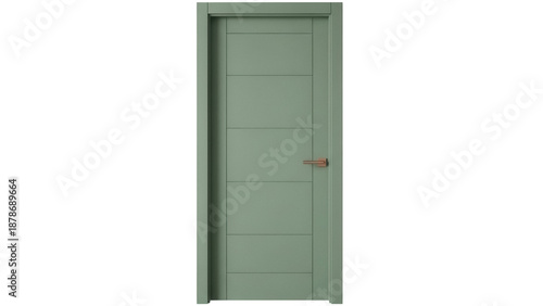 Quadro su tela Modern sage green interior door PNG isolated on transparent background, contempo