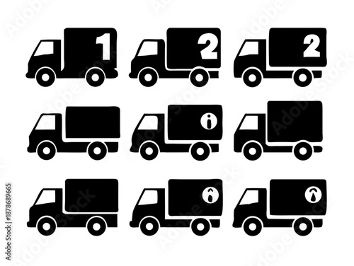 Courier Service Solid Black and White Icons Set