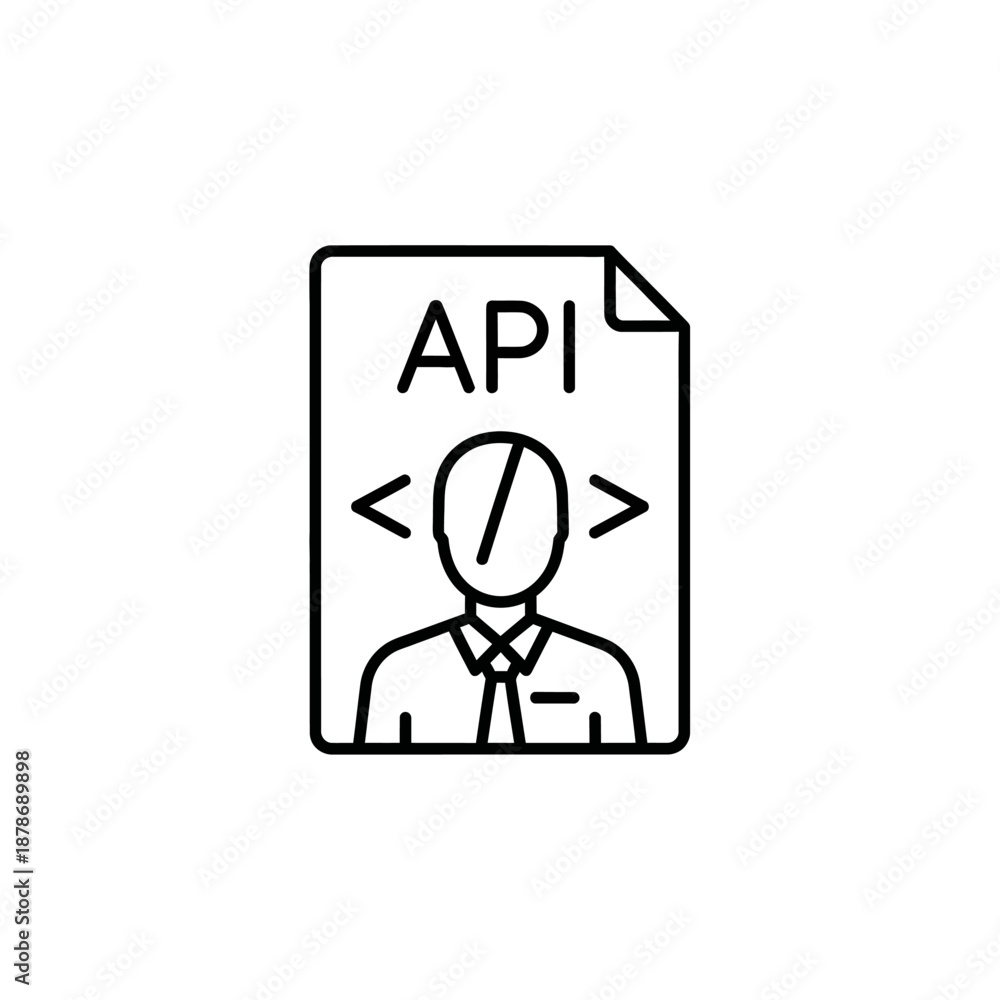 Fototapeta premium Professional Illustration of API Document with Developer Icon