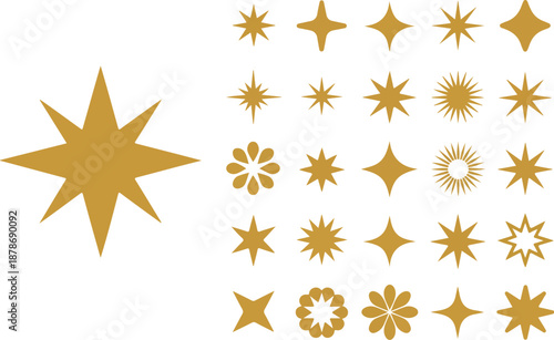 Golden stars pattern on white background Christmas decoration vector illustration