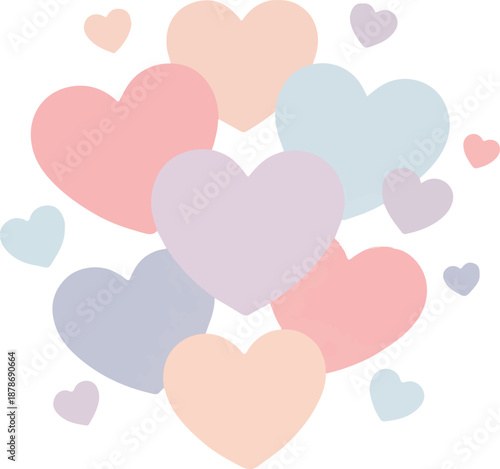 Floating Pastel Hearts Abstract Background