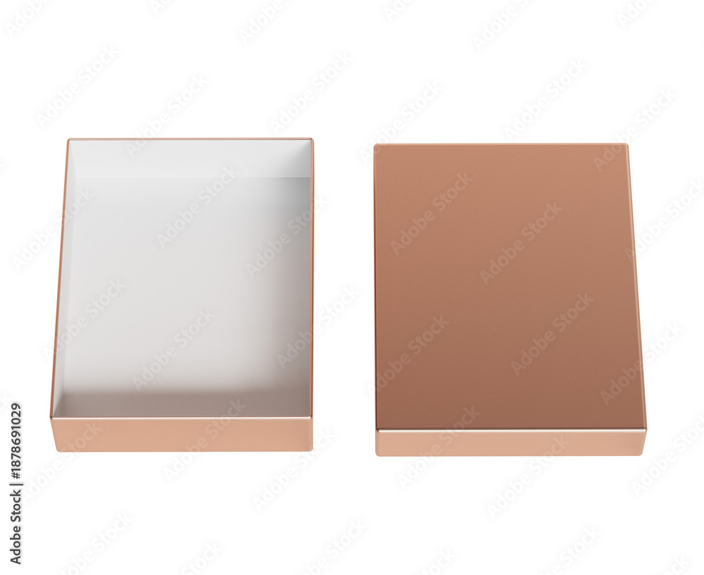 Fototapeta premium 우아한 로즈골드 포장 상자 목업 Elegant Empty Rose Gold Packaging Box Mock up