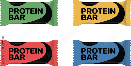 Protein Bar Outline Icon Set Fitness Nutrition and Sports Supplements