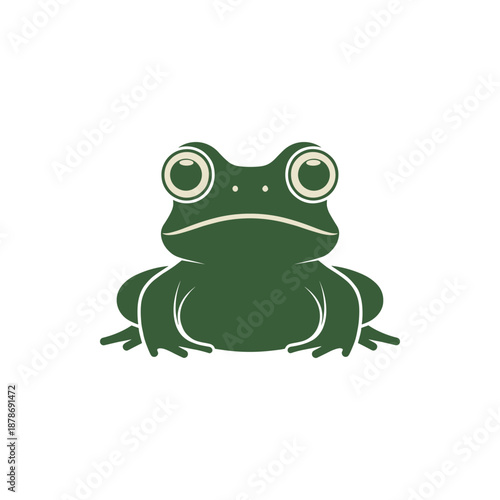 Simple Green Frog Illustration for Nature and Wildlife Designs. Stylized Amphibian Vector Graphic with Big Eyes, Perfect for Children's Books, Logos, or Environmental Concepts