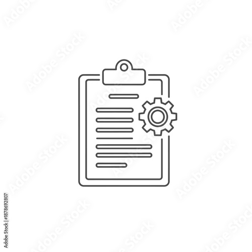 Professional Clipboard with Document and Gear Icon for Business and Technology Applications