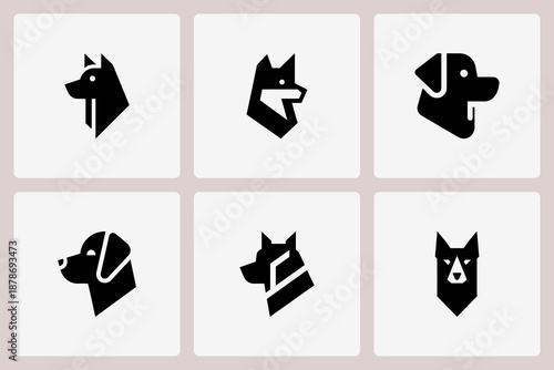 Minimal Dog Head Logos for Branding