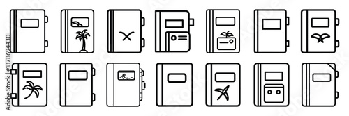Outline icon set of  vacation travel travel , Holi day vector icons.