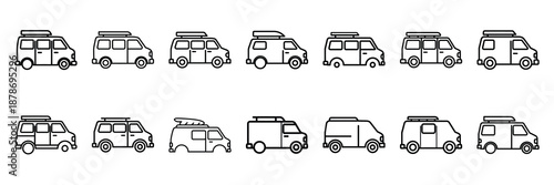 Outline icon set of  holiday road trip , Holi day vector icons.