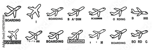 Outline icon set of  holiday travel flight , Holi day vector icons.