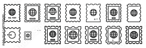 Outline icon set of  holiday travel passport , Holi day vector icons.