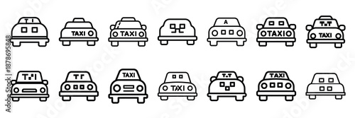 Outline icon set of  holiday travel taxi , Holi day vector icons.
