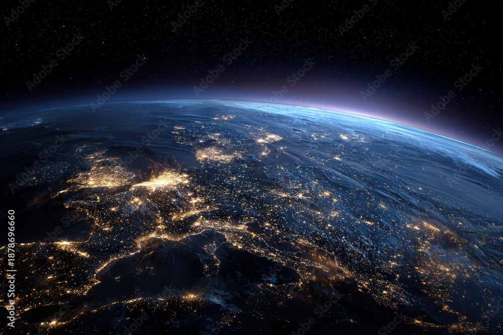 Fototapeta premium Earth from Space at Night