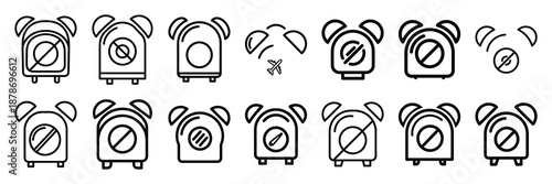 Outline icon set of  vacation travel alarm , Holi day vector icons.