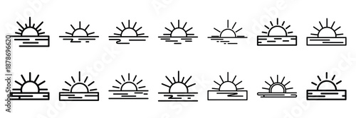 Outline icon set of  vacation travel beach , Holi day vector icons.