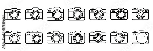 Outline icon set of  vacation travel camera , Holi day vector icons.