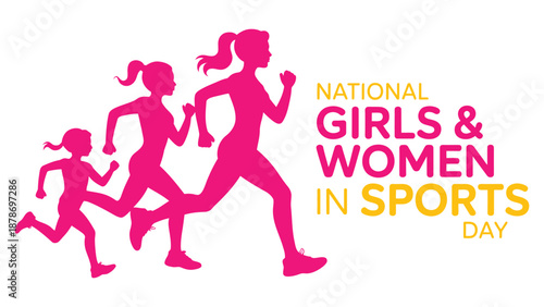 national girls and women in sports day illustration with female athletes silhouettes promoting equality empowerment and fitness