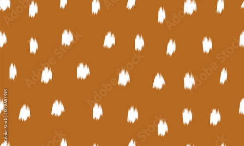Deer fur skin background with white spots. Woodland animal texture in natural brown tones. Seamless wildlife pattern.