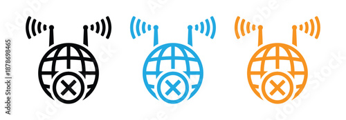 no network icon symbol sign vector. No signal icons blocking global network connections. 