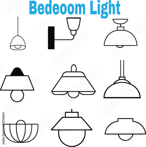 A collection of various bedroom light fixtures and designs, showcasing different styles and types of lighting for a bedroom.