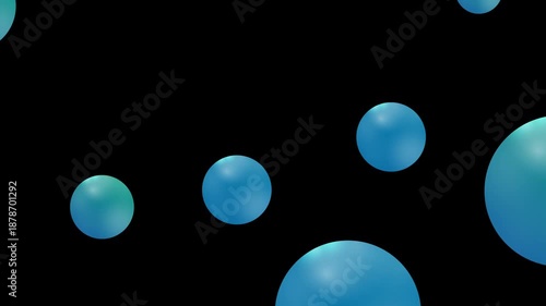 Vibrant blue bubbles floating in black space
