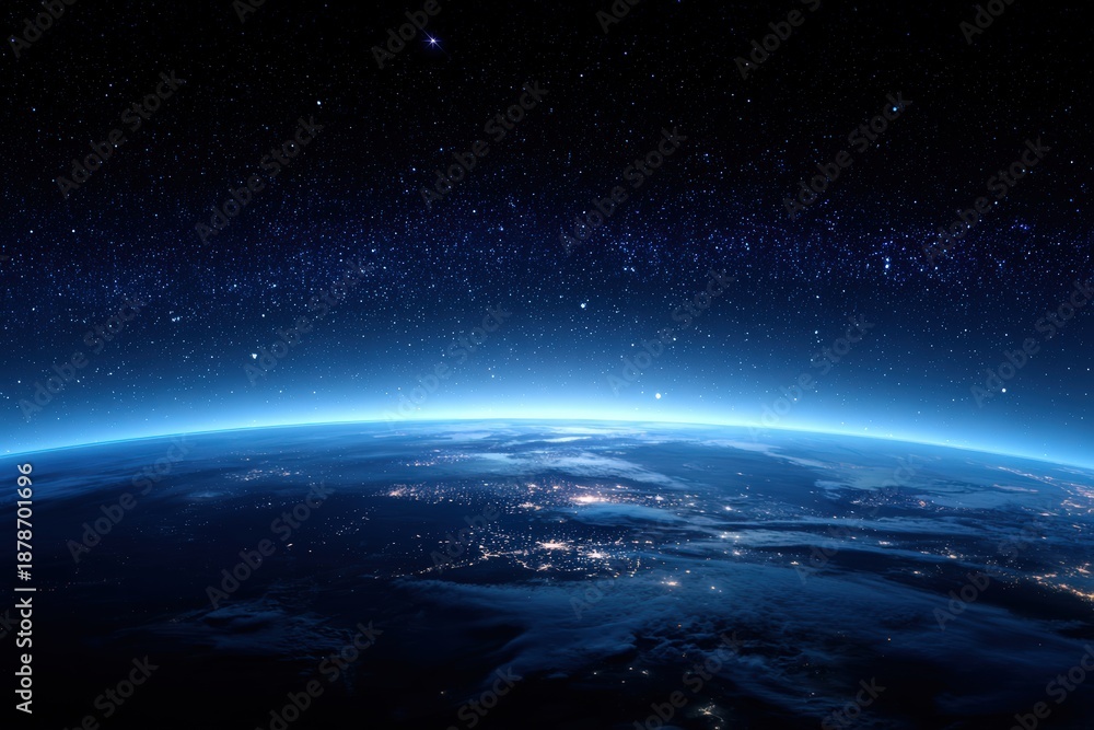 Obraz premium Earth from Space with Starry Night