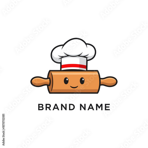 Cartoon Rolling Pin with Chef Hat.