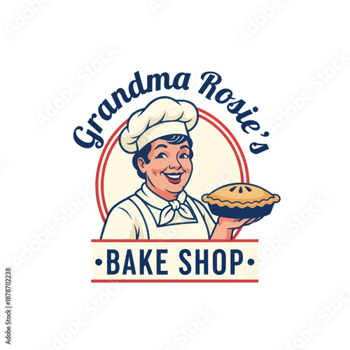 Cartoon Baker Holding Freshly Baked Pie.