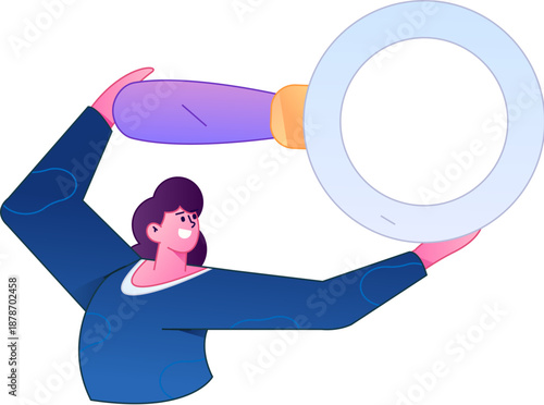 Foto Vector illustration of a person holding a magnifying glass searching, studying, and observing