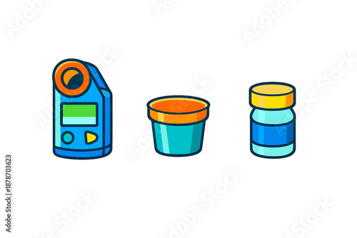 Set of three laboratory equipment icons