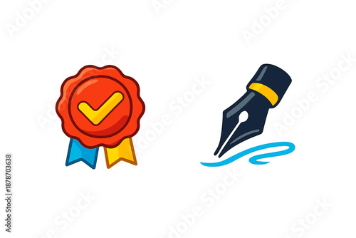 Award Ribbon and Fountain Pen with Glowing Ink