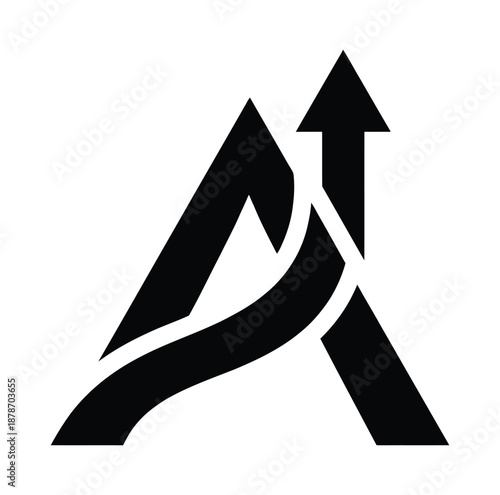 Dynamic arrow symbol for growth and progress in business. Stylized arrow symbol representing growth, progress, and success in business and finance, conveying dynamic motion and upward trend.