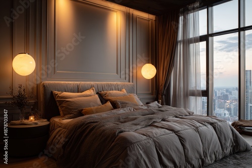 Cozy Urban Bedroom with City View