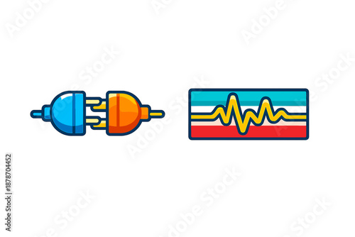 Plug and Socket Icon with a Waveform