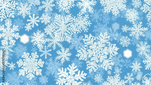 A beautiful seamless pattern of delicate white snowflakes against a vibrant light blue winter background showcasing crystalline beauty