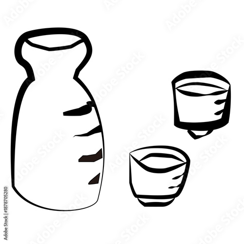 Ochoko Illustration | Japanese Sake Cup Traditional Tableware　おちょこのイラスト｜日本酒・和風の酒器デザイン素材