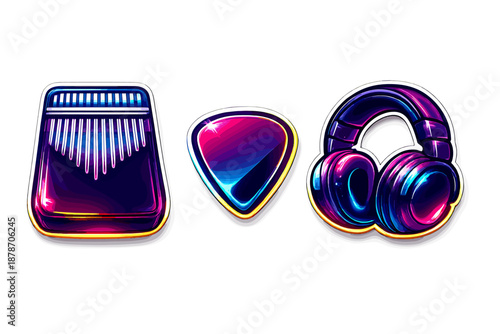 Musical Instruments and Accessories on a Gradient Background