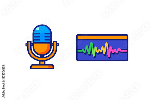 Microphone and Sound Wave Icons