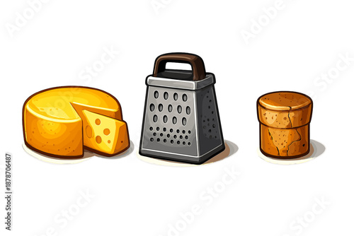 Cheese, Grater, and Cork