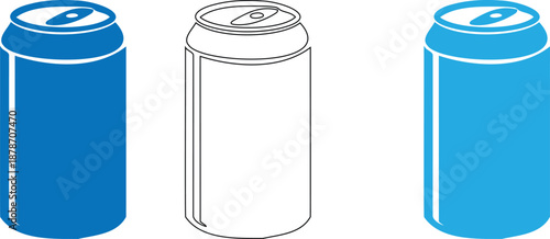 Three soda cans in blue and white colors