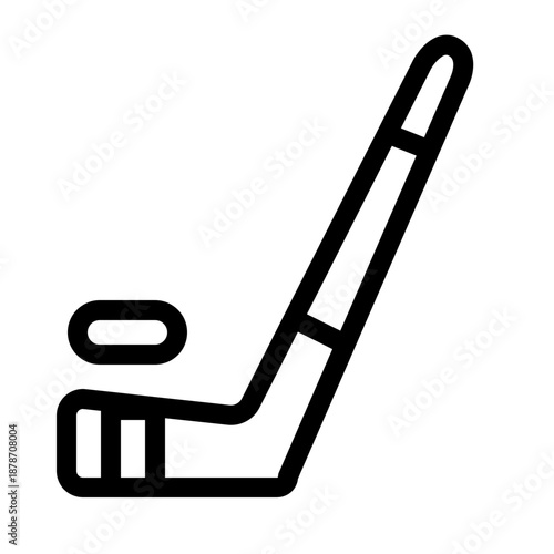 Hockey Stick and Puck Line Icon Vector Illustration