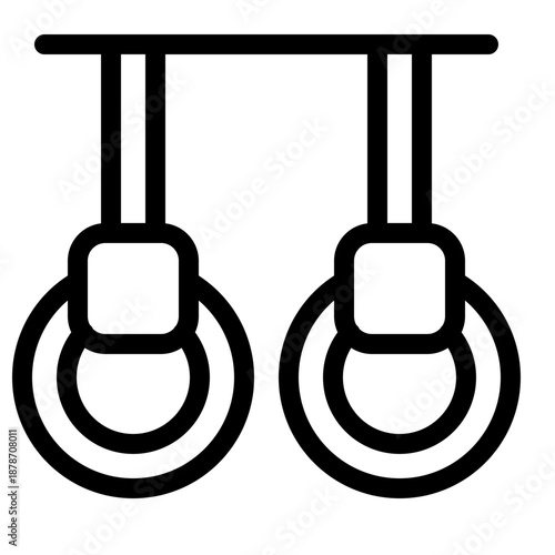 Minimalist Gymnastic Rings Icon Line Art Vector Illustration