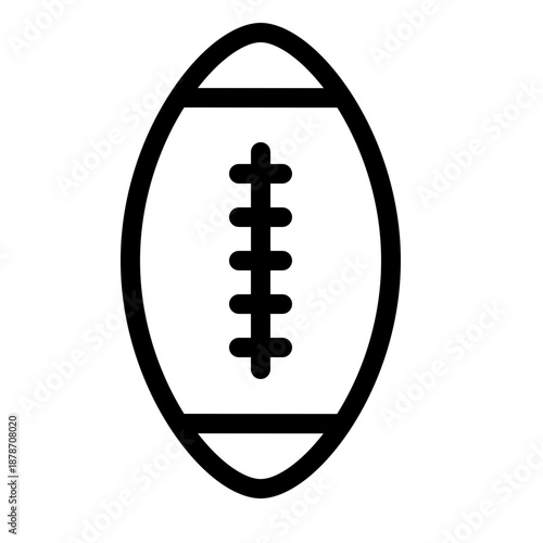 American Football Ball Outline Icon Vector Illustration on White